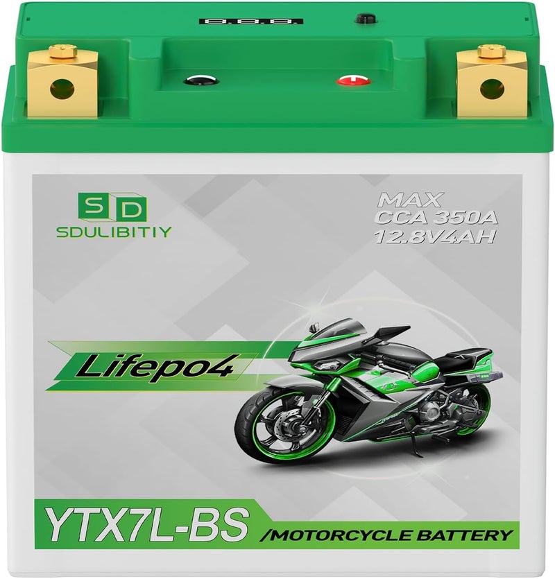 SDULIBITIY بطارية دراجة نارية YTX7L-BS ليثيوم LiFePO4 12V 4Ah 300A بديل بطارية YTX5L-BS YTZ7S-BS YTX4L-BS YTZ5S-BS للدراجات الرباعية، UTV، 4 عجلات، PWC، Seadoo، Polaris وبطارية مولدات - Image 1